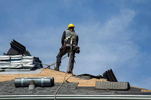Professional Gutter Installation technician working in Mc Donough, NY